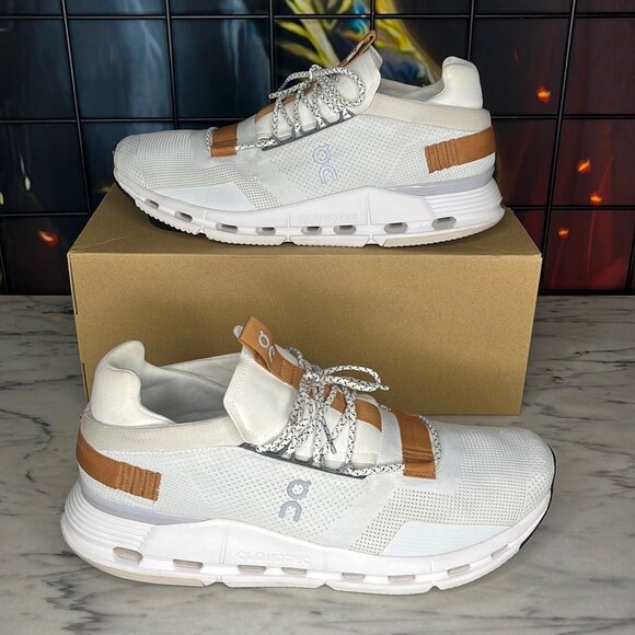 On Cloud Cloudnova Running Shoes White Pearl Brown - Picture 1 of 5